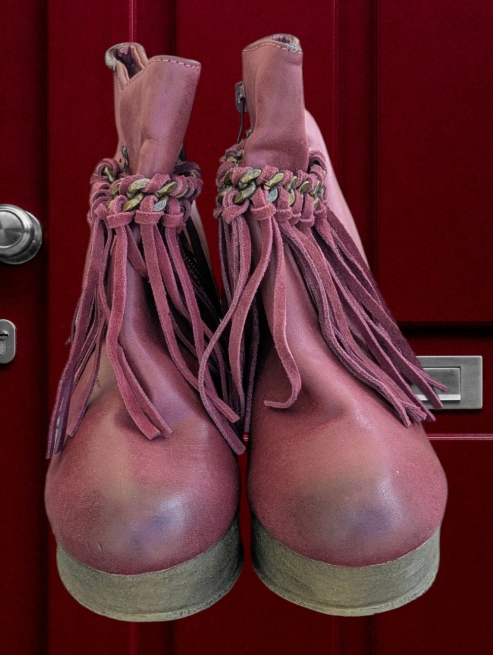 Sbicca Purple Fringe Ankle Booties
